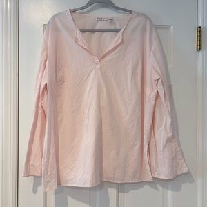 Jennifer & Grace Light Pink Cotton Tunic Top Embroidered Long Sleeve Size 1X